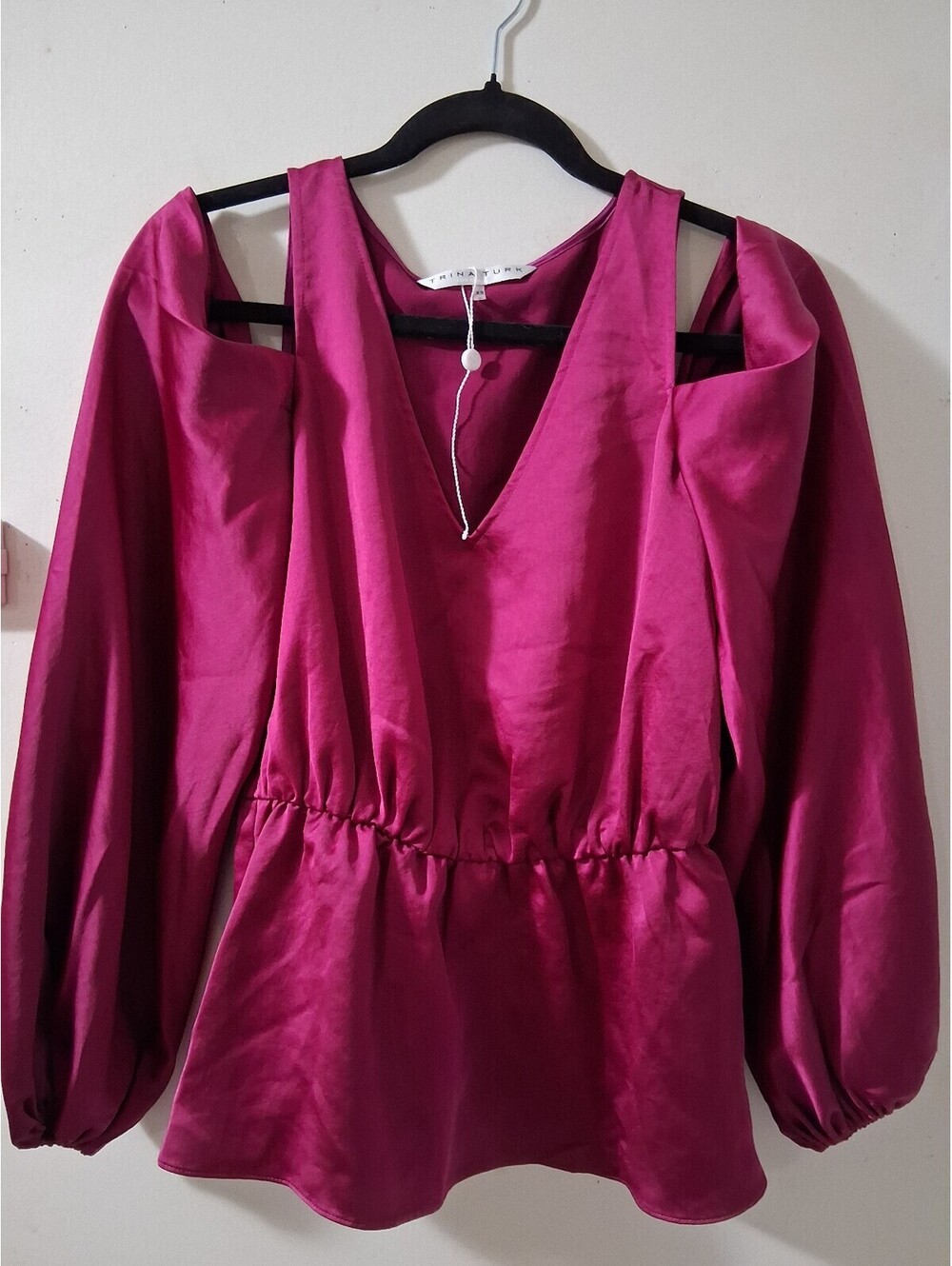 TRina Turk Women's Cold Shoulder Satin Blouse, Size XS, Pink